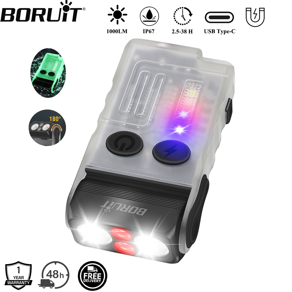 Keychain Flashlight - BORUiT V20 Buzzer EDC LED Gantungan