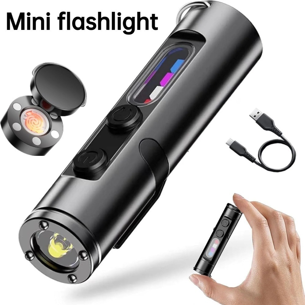 Senter Mini Outdoor Tipe C LED - Keychain Flashlight ulasan dan harga